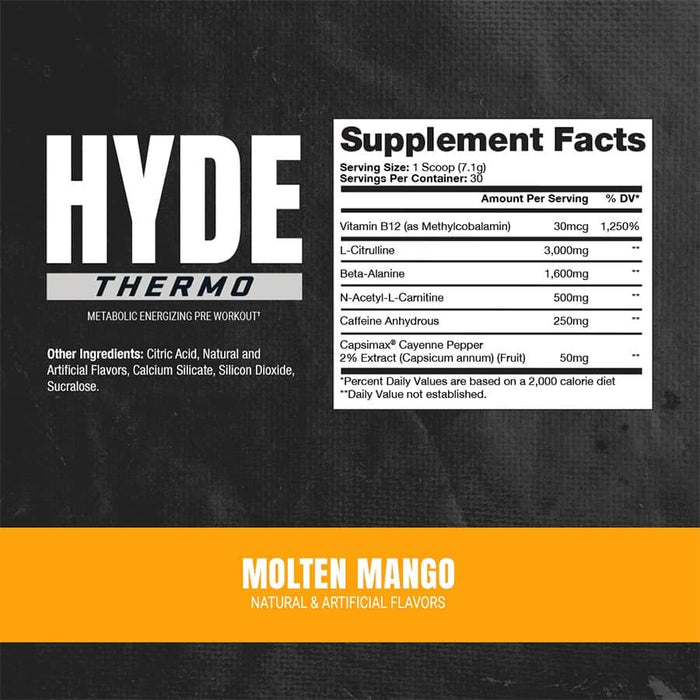 ProSupps Hyde Thermo Pre-Workout Powder, Molten Mango Flavor